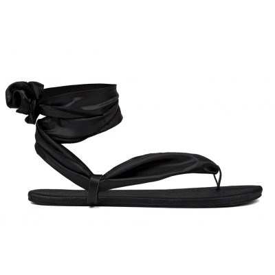 Ahinsa sandals ankle ribbon black